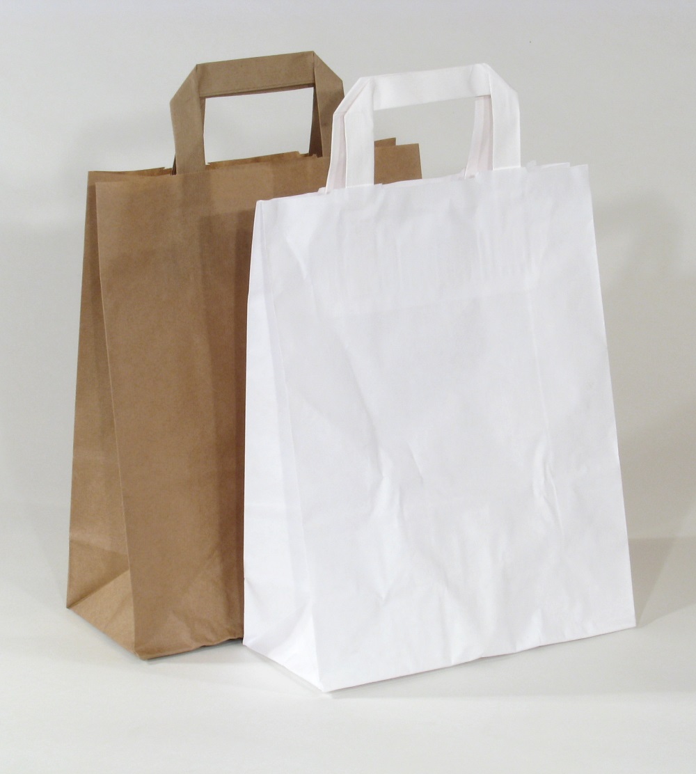Papier-Tasche "Shopper", div. Formate, Farben: weiß, braun
