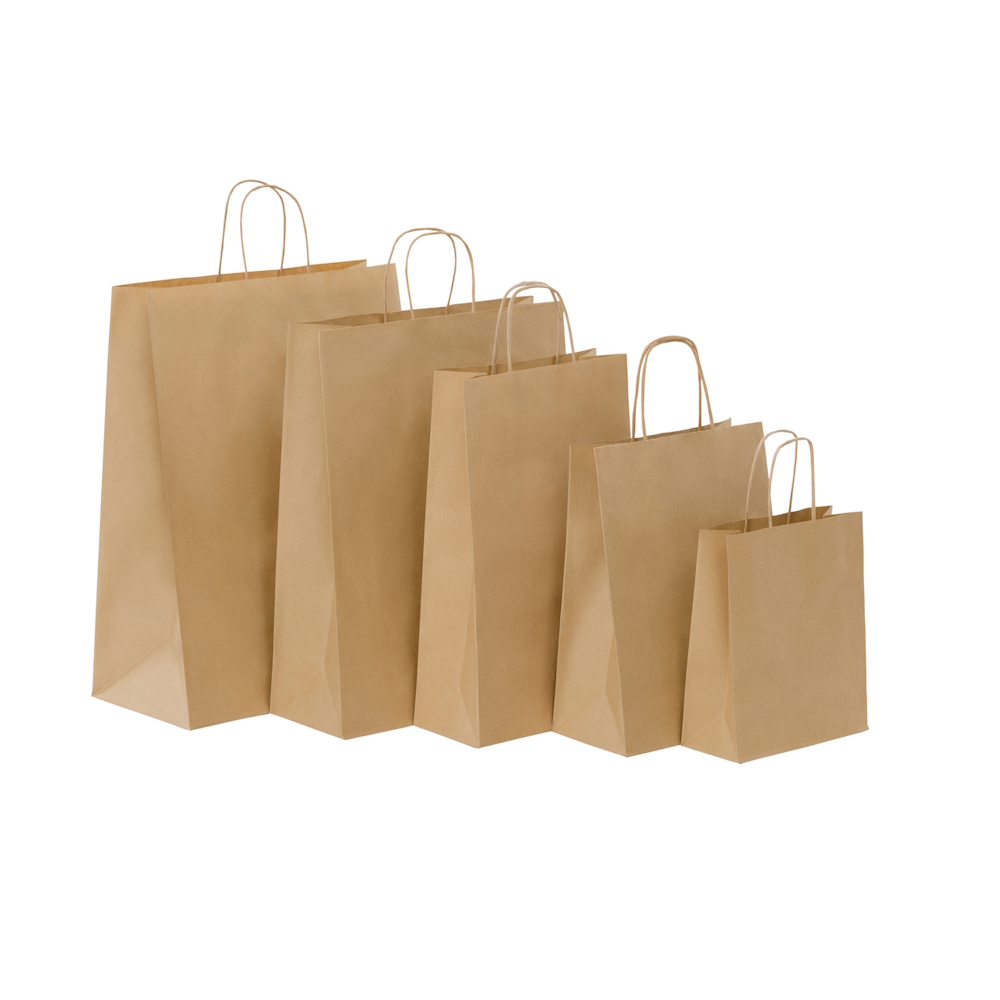 Papier-Tasche "Torino",  div. Formate, Farben: braun, weiß