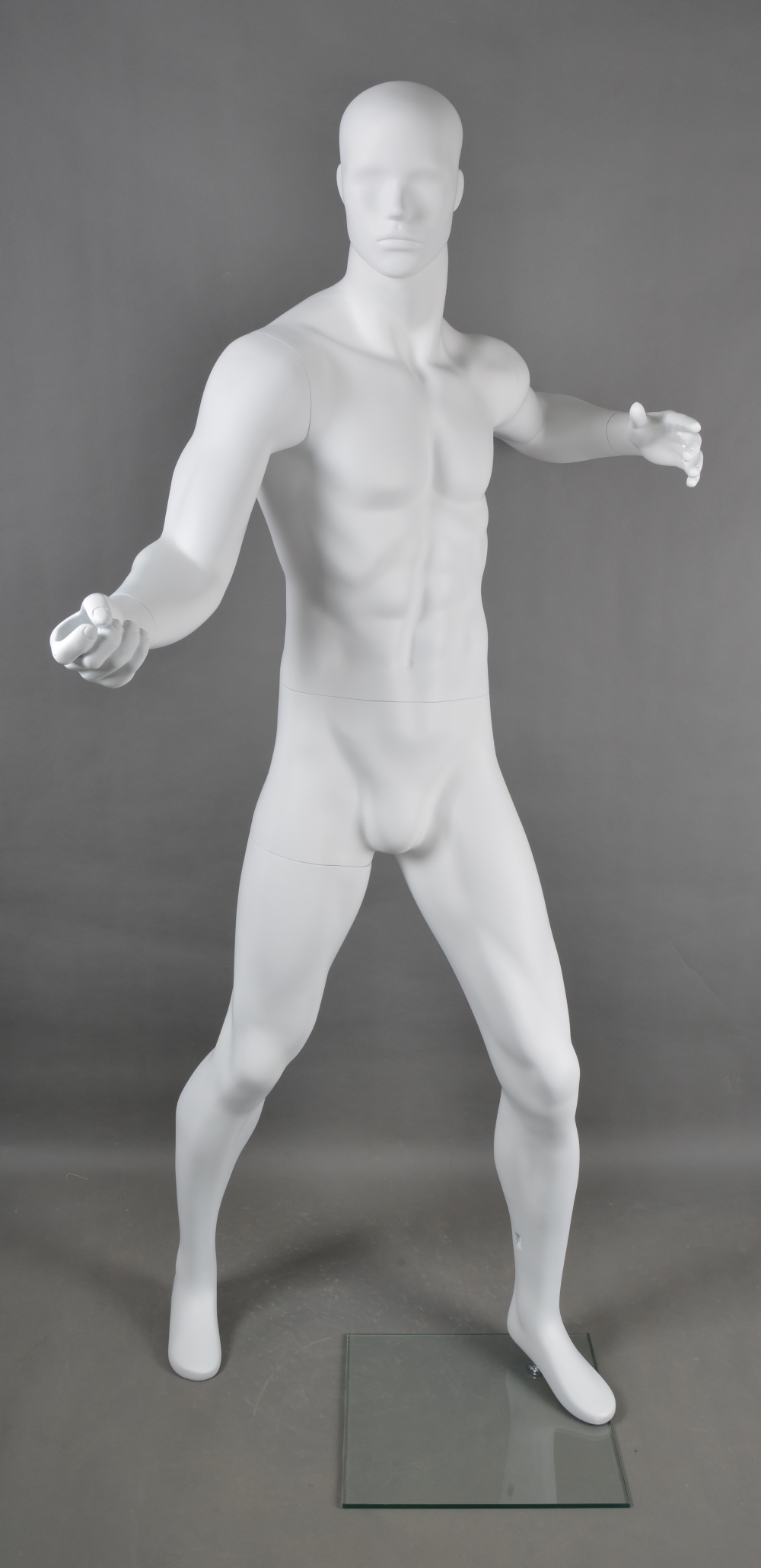 Schaufensterfigur "Bodysculpt" SPORT Herr Tennisspieler, mit skulpturiertem Kopf, Farbe: weiß