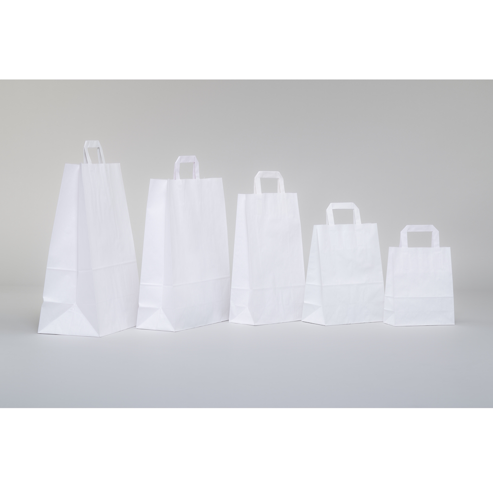 Papier-Tasche "Shopper", div. Formate, Farben: weiß, braun