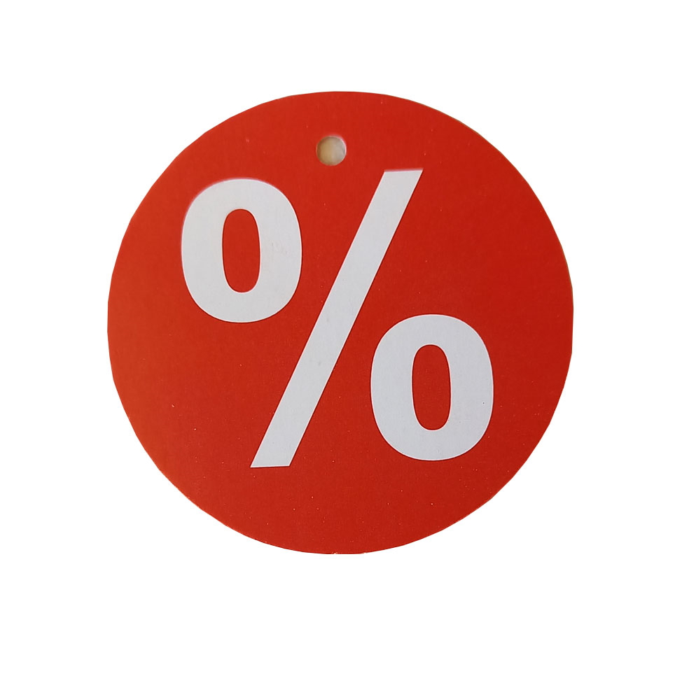 Aktions-Etiketten  % , rot mit weißer Schrift, einseitig bedruckt Größe: 50mm rund, 500 Stück/Packung