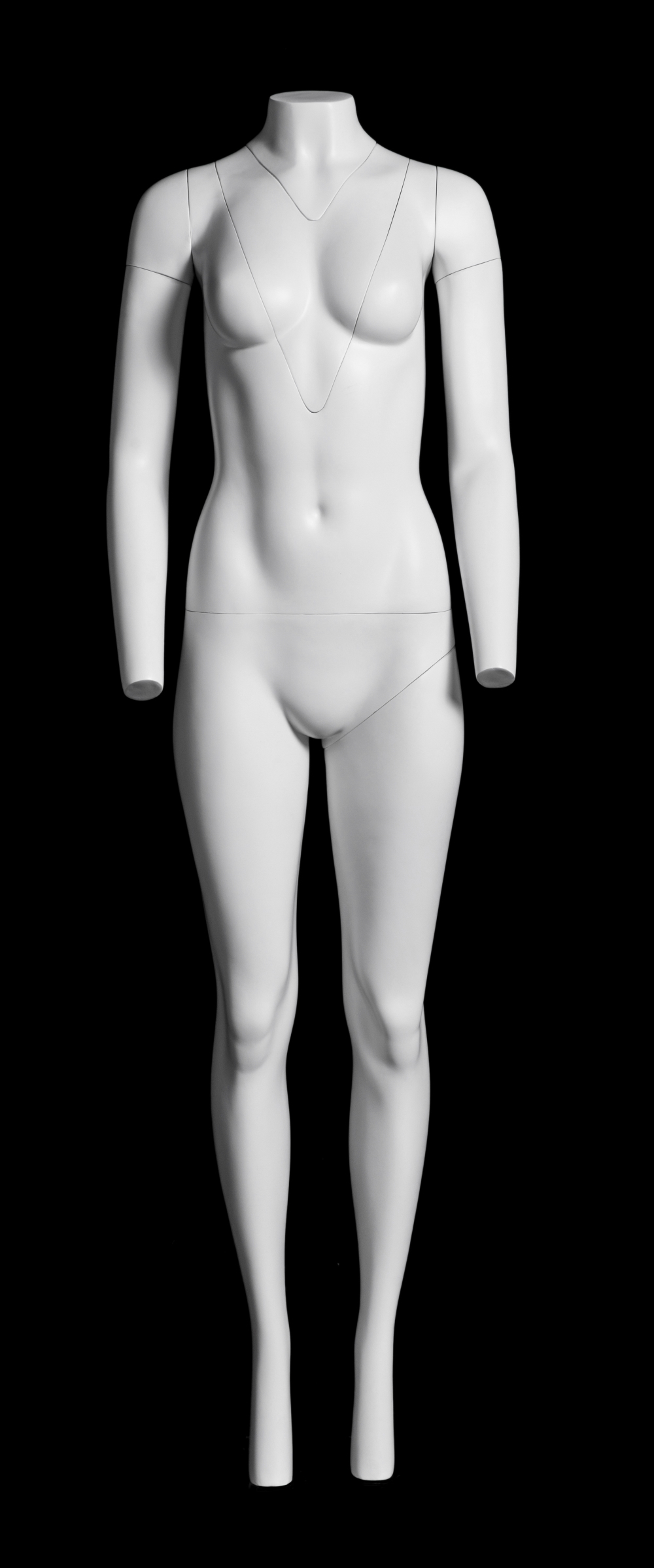 Fotofigur "Ghost" NEW Dame weiß ohne Kopf, inkl. fahrbarer Metallstandplatte aus Edelstahl  