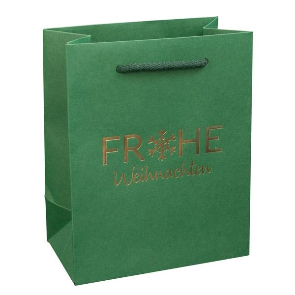 Papiertasche "Schneeflocke" dunkelgrün, div. Formate