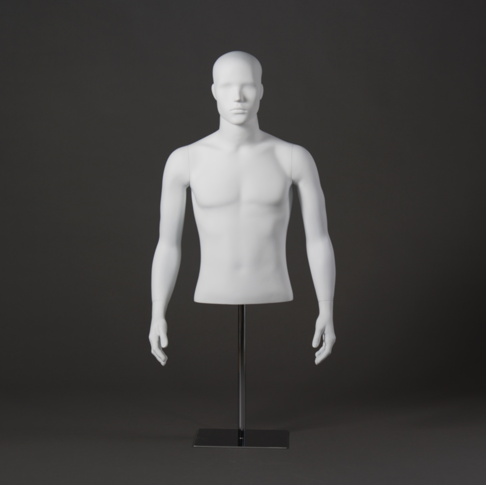 Herrentorso kurz mit Kopf und Armen, weiß,