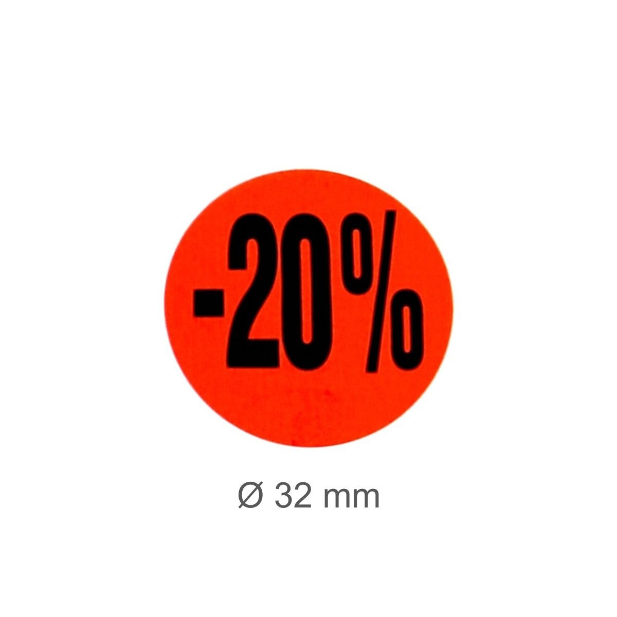 Aktions-Etiketten leuchtrot,  Wählen Sie aus 20%, 30%, 40%, 50%, 70%, Größe 32mm, 1.000 Stück/Rolle