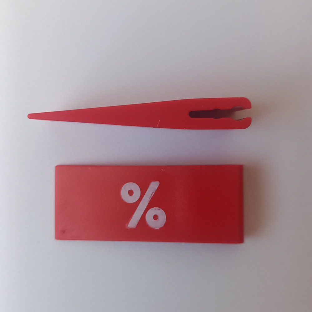 Bügelfahne „%“ in Rot mit weißer Schrift, 25 Stück