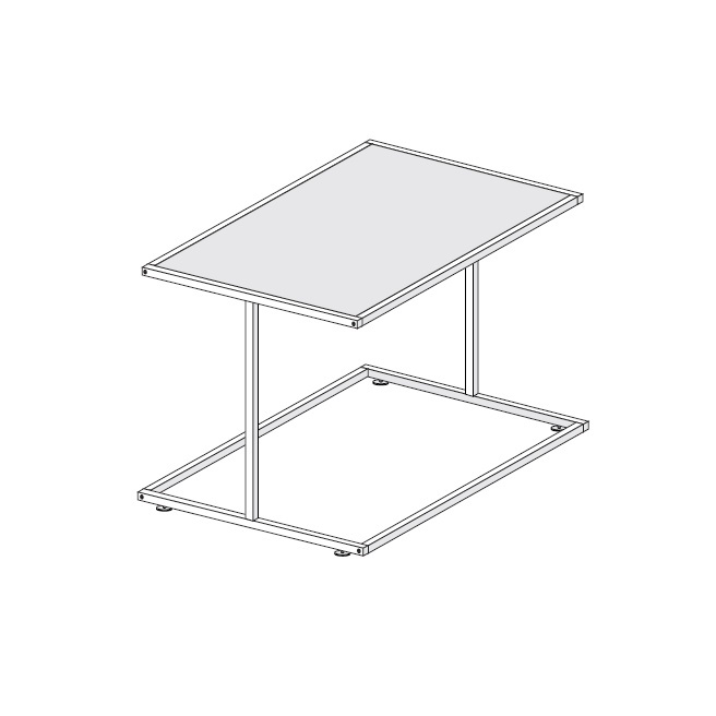 Tisch mit 1 Etage, Außenmaße: Länge 90cm, Tiefe 122cm, Höhe 82cm Tischplatte Maß: 90x122cm, Metall schwarz, Ablage weiß