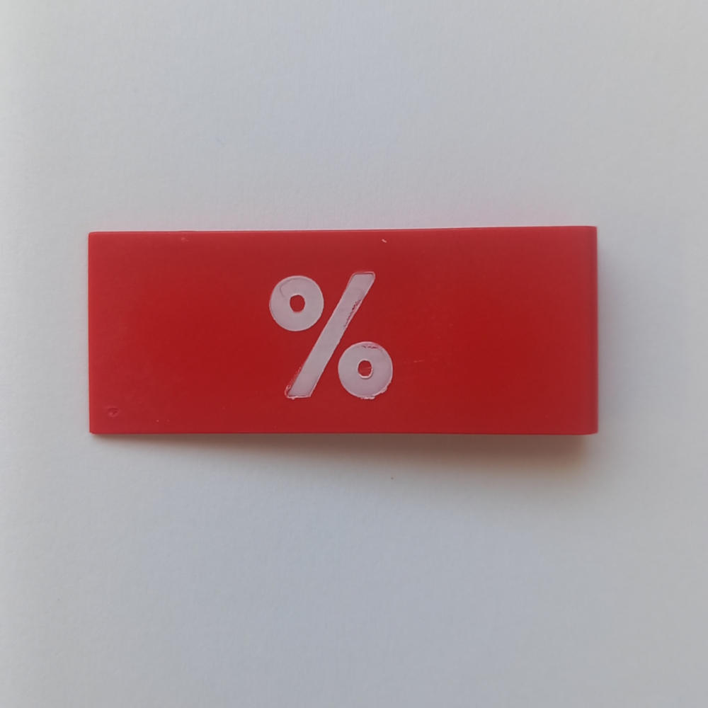 Bügelfahne „%“ in Rot mit weißer Schrift, 25 Stück