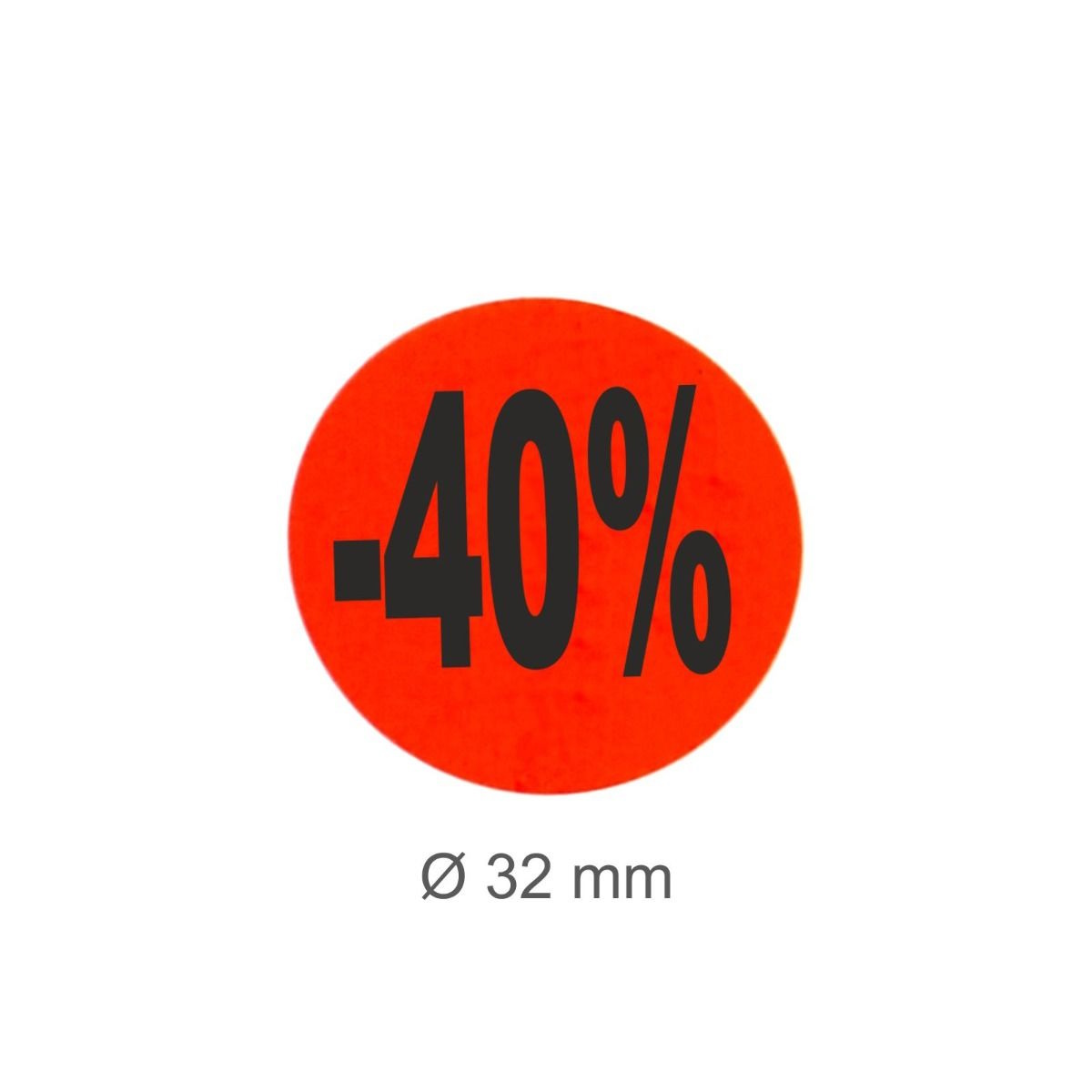 Aktions-Etiketten leuchtrot,  Wählen Sie aus 20%, 30%, 40%, 50%, 70%, Größe 32mm, 1.000 Stück/Rolle