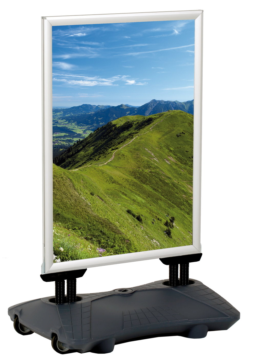 Kundenstopper WindPro Outdoor, verschiedene Formate, beliebte Plakatständer für den Außenbereich, mit schwerer Standplatte
