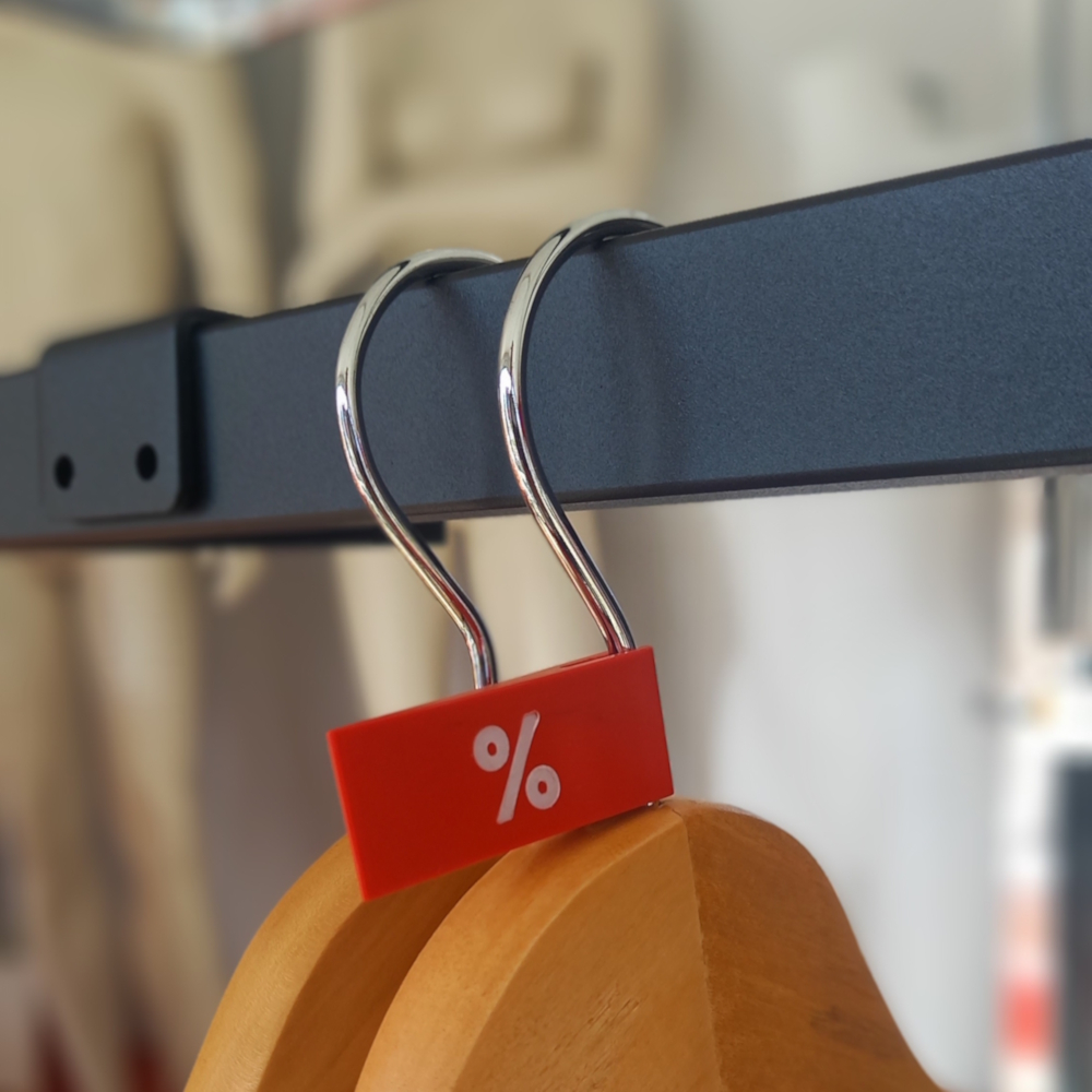 Bügelfahne „%“ in Rot mit weißer Schrift, 25 Stück