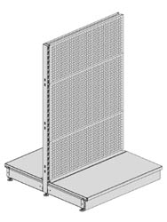 Grundelement Mittelgondel gelocht, beidseitig Blechrückwände gelocht, Höhe: 156cm, Länge 100cm, Gesamttiefe 100cm