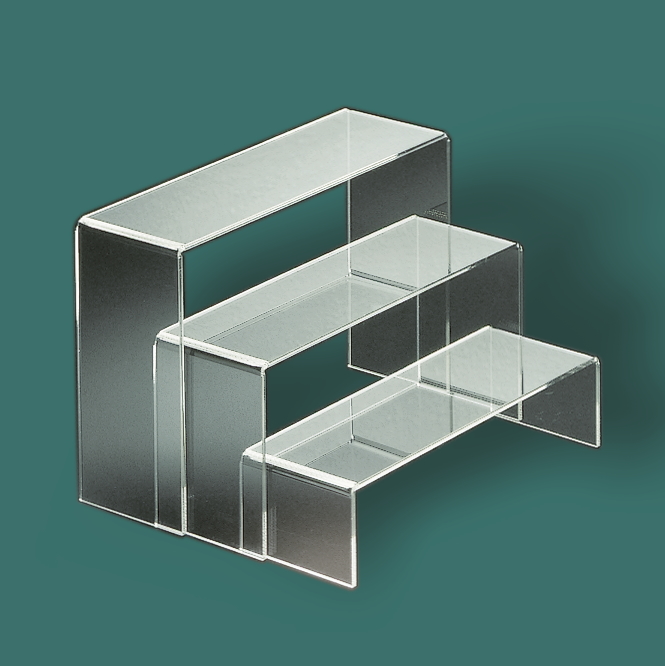 Treppen 3er Set, Länge 12,5cm, Tiefe 7cm, Höhen 5/1/15cm, Acryl transparent