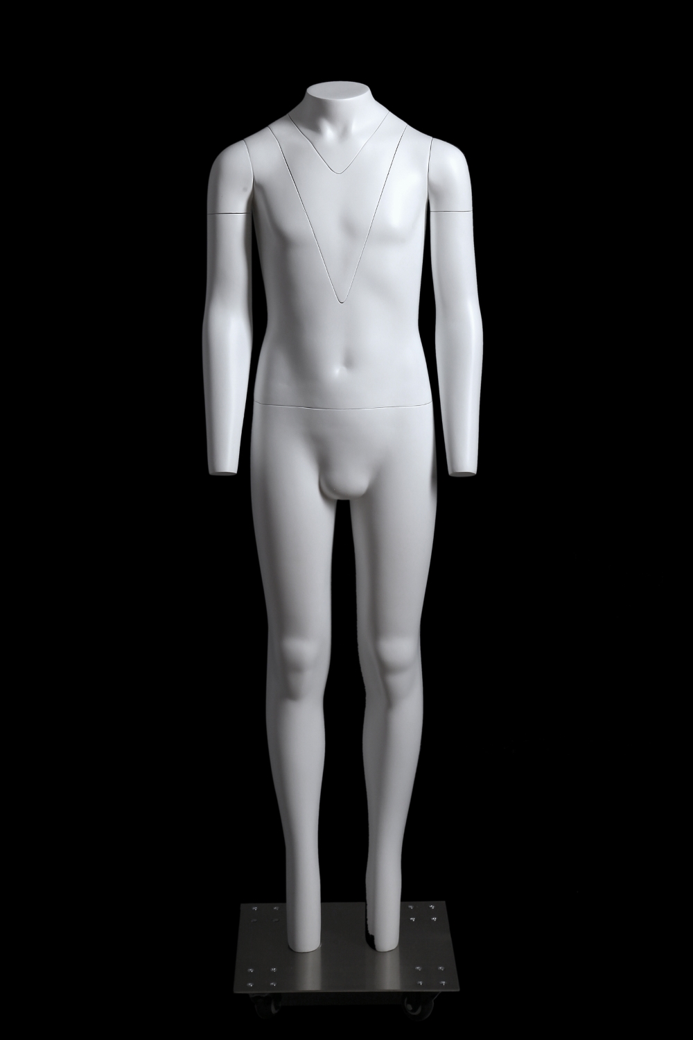 VERMIETUNG Fotofigur GHOST-Mannequin Kind 10 Jahre, Farbe weiß,  inkl. fahrbarer Metallstandplatte aus Edelstahl