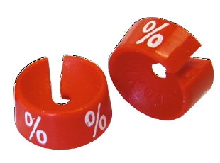 Größenreiter für Kleiderbügel rot "%"