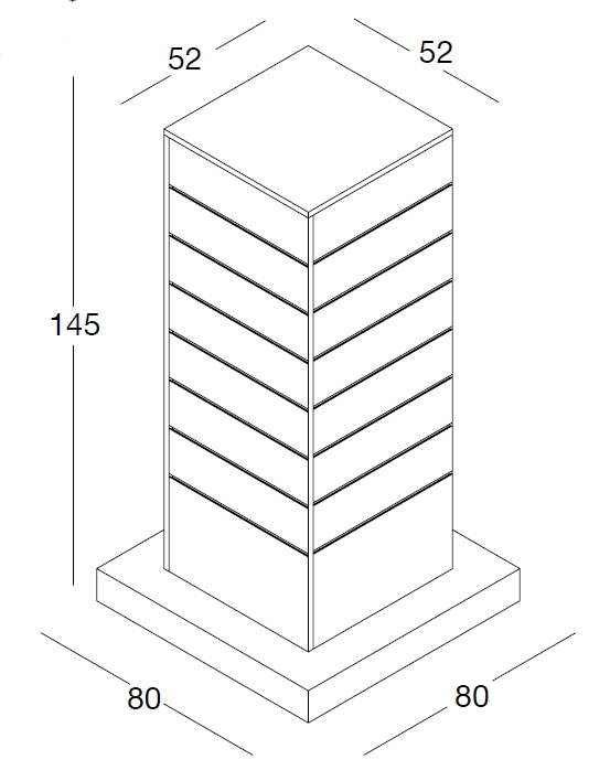 Säule mit Lamellenwand, div. Dekore