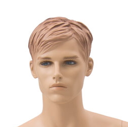 Schaufensterfigur Evo2 Herr SITZEND, Konfektionsgröße 46, hautfarbe mit Make-up, mit modelliertem Haar, aus Fiberglas, ohne Sockel