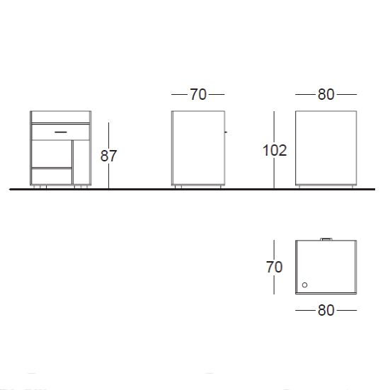 Kassentisch "Zero" mini, div. Dekore" Länge: 80cm, Tiefe: 70cm, Höhe: 102cm, ohne Frontdekor, ohne Glasaufsatz,